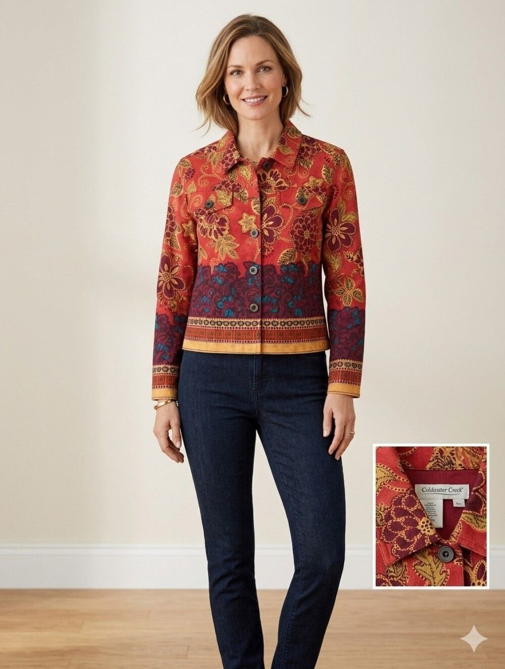 Vintage Coldwater Creek Boho Paisley Floral Jacket Shacket PS
